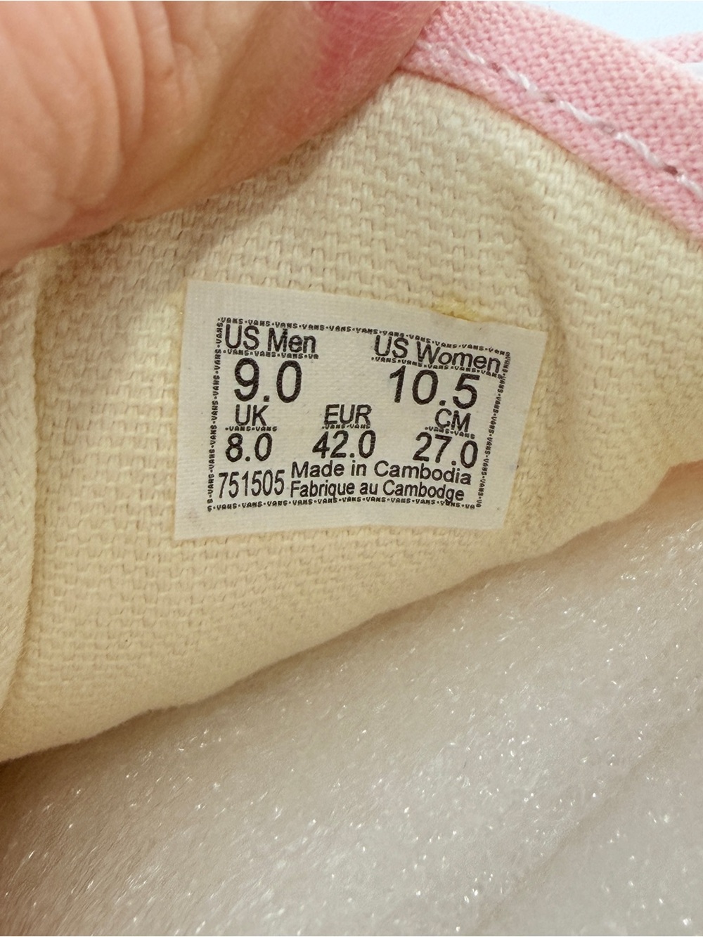 Vans Women’s Pink Canvas Ward Low-Top Sneakers Skate Shoes White Stripe Sz‎ 10.5 - Picture 11 of 12